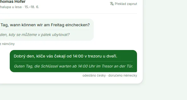 Pobytník — automatický překladač zpráv hostům