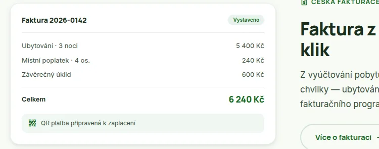 Pobytník — faktura s QR platbou